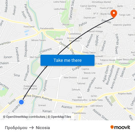 Προδρόμου to Nicosia map