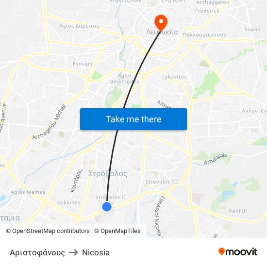 Αριστοφάνους to Nicosia map