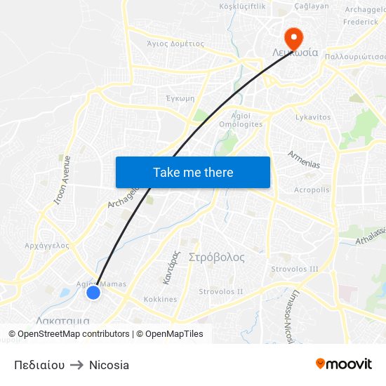 Πεδιαίου to Nicosia map