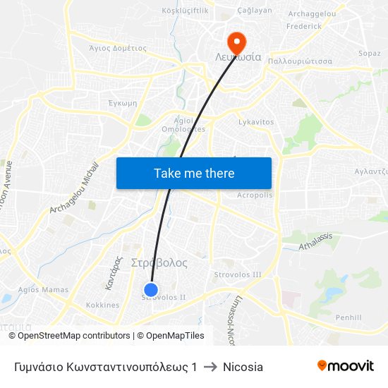 Λεωφ. Κωνσταντινουπόλεως to Nicosia map