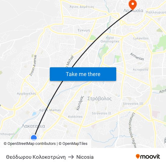 Θεόδωρου Κολοκοτρώνη to Nicosia map