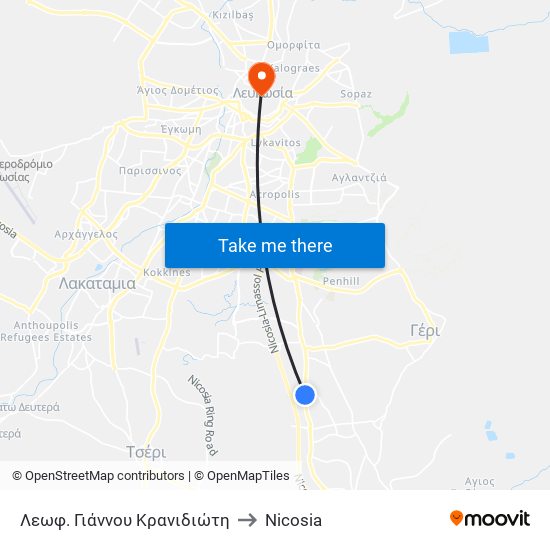 Λεωφ. Γιάννου Κρανιδιώτη to Nicosia map