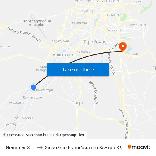 Grammar School 2 to Siakolios Educational Center of Clinical Medicine map
