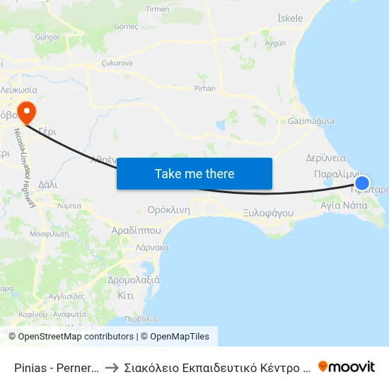 Pinias - Perneras Avenue 2 to Siakolios Educational Center of Clinical Medicine map
