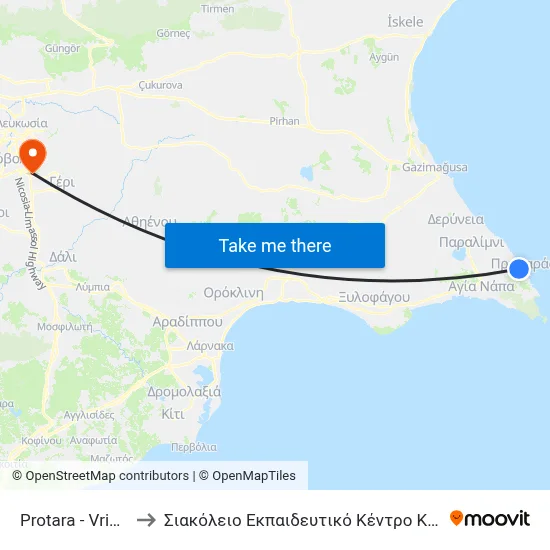 Protara - Vrisi Beach to Siakolios Educational Center of Clinical Medicine map