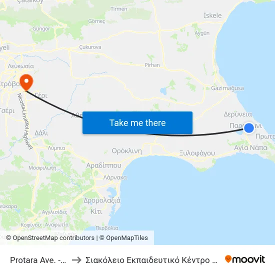 Protaras Ave. - 1st Stop to Siakolios Educational Center of Clinical Medicine map