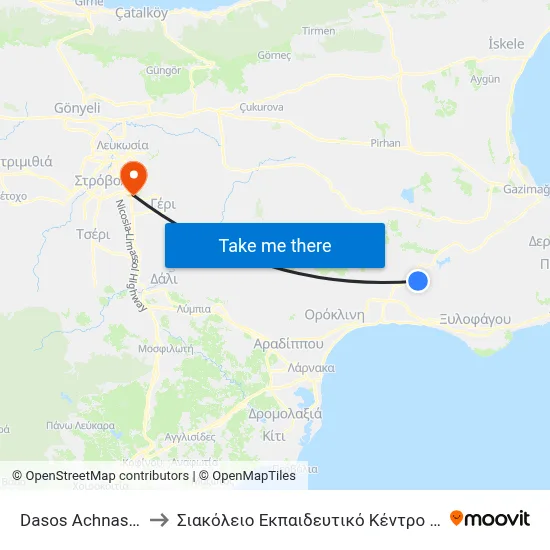 Dassos Achnas Square 2 to Siakolios Educational Center of Clinical Medicine map