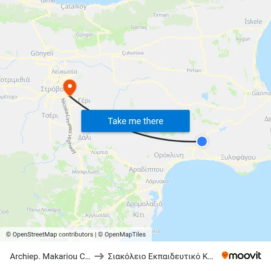 Archbishop Makarios III Ave. - Salamis to Siakolios Educational Center of Clinical Medicine map