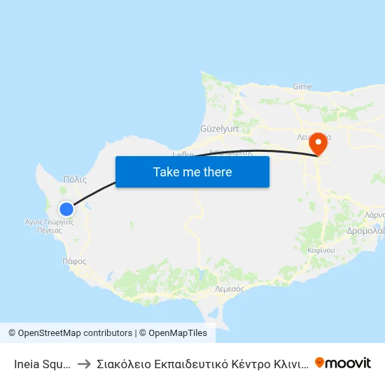 Ineia Square 2 to Siakolios Educational Center of Clinical Medicine map