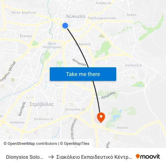 Dionysios Solomos Square to Siakolios Educational Center of Clinical Medicine map