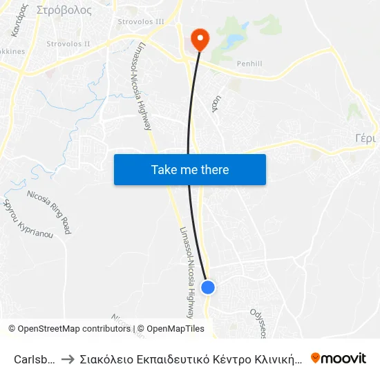 Carlsberg to Siakolios Educational Center of Clinical Medicine map