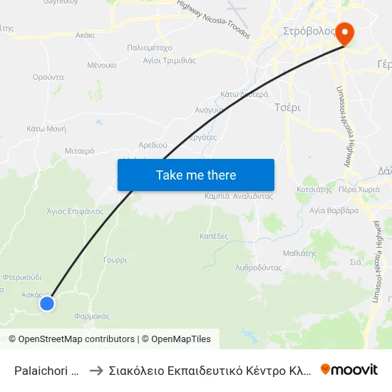 Palaichori Square to Siakolios Educational Center of Clinical Medicine map
