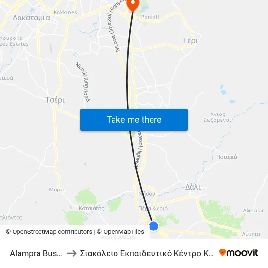 Alampra Bus Station to Siakolios Educational Center of Clinical Medicine map