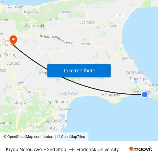 Kryou Nerou Ave. - 2nd Stop to Frederick University map