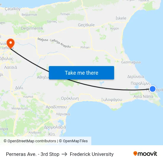 Perneras Ave. - 3rd Stop to Frederick University map