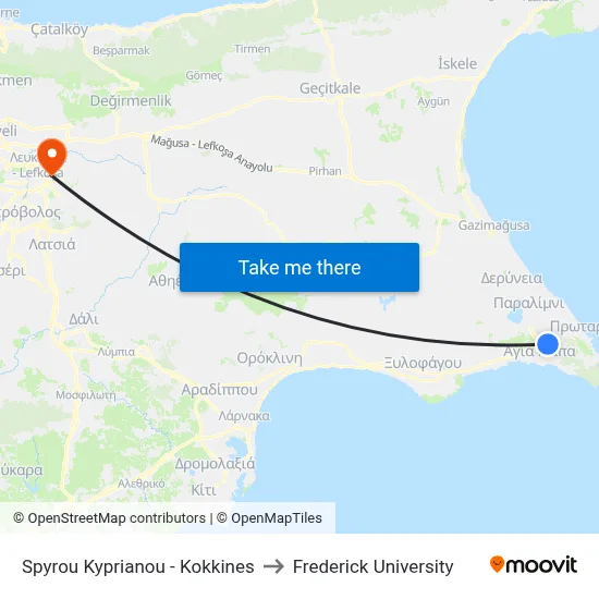 Spyrou Kyprianou - Kokkines to Frederick University map