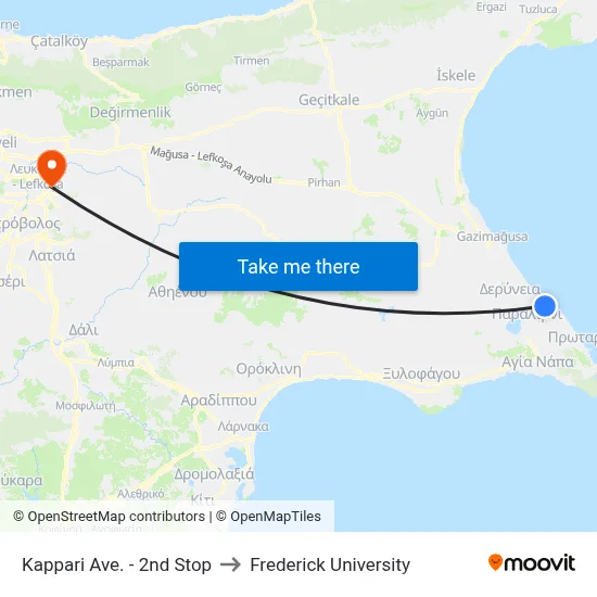 Kappari Avenue - 2nd Stop to Frederick University map