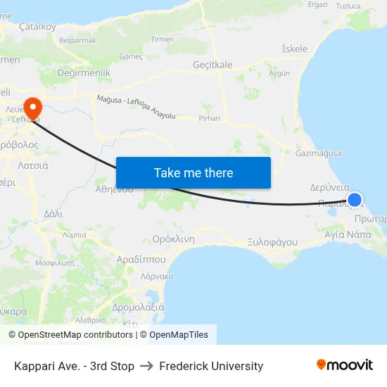 Kappari Avenue - 3rd Stop to Frederick University map