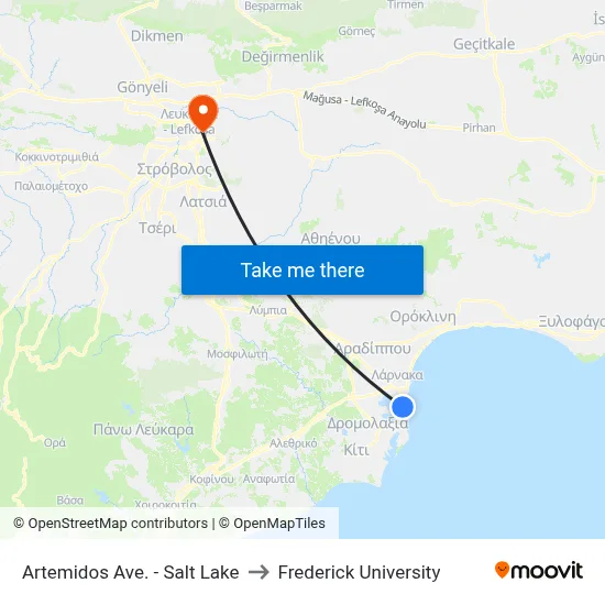 Artemidos Ave. - Salt Lake to Frederick University map