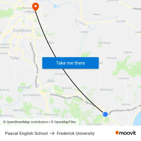 Pascal English School to Frederick University map