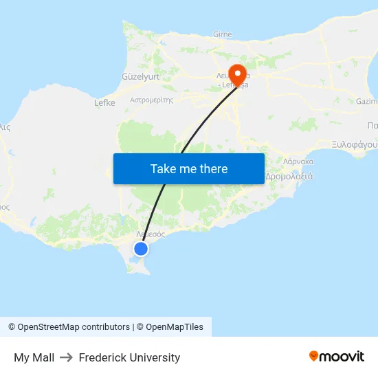 My Mall to Frederick University map