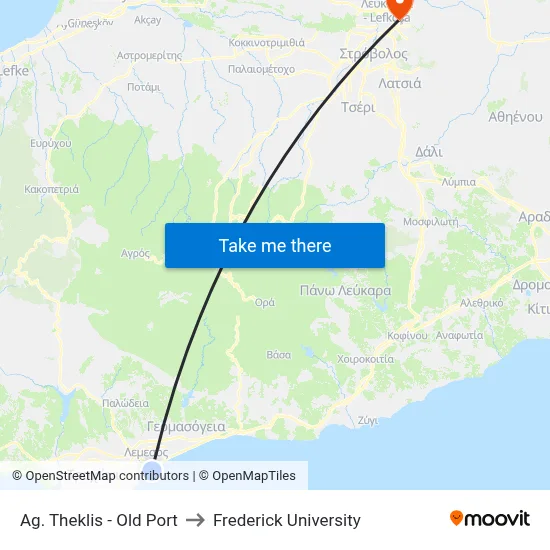 Ag. Theklis - Old Port to Frederick University map
