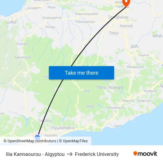 Ilia Kannaourou - Egypt to Frederick University map