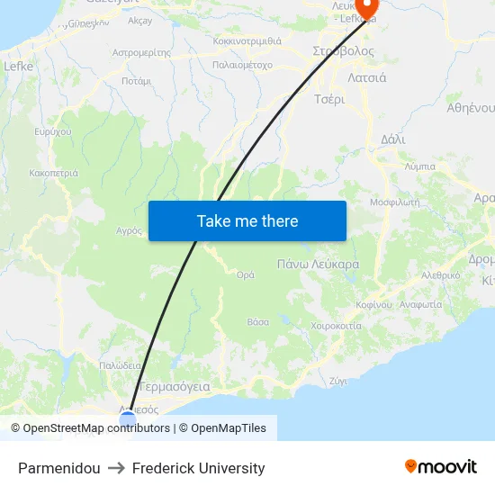 Parmenidou to Frederick University map