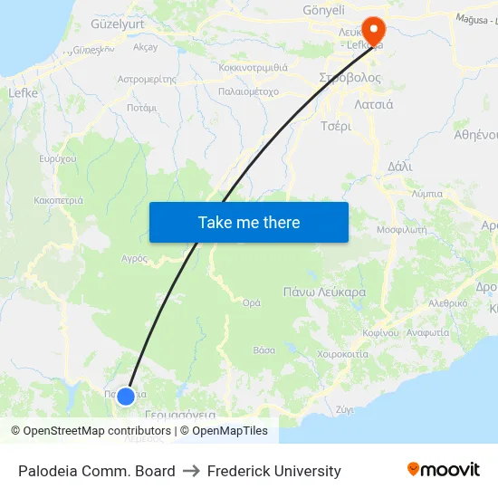 Palodeia Comm. Board to Frederick University map