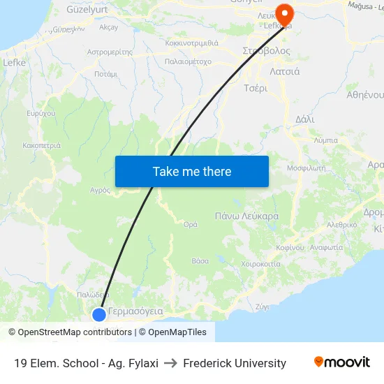19 Elem. School - Ag. Fylaxi to Frederick University map