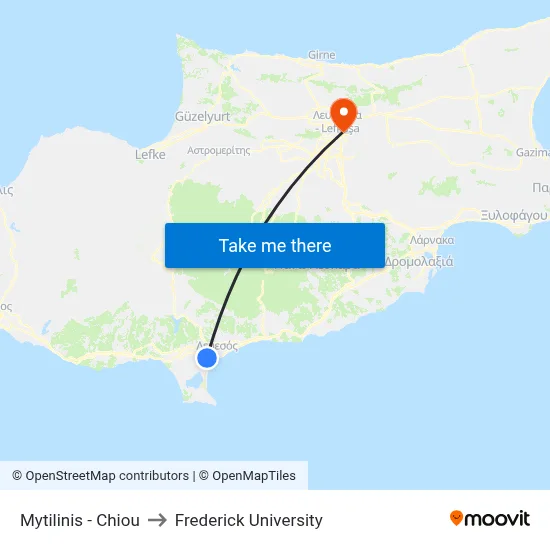 Mytilinis - Chiou to Frederick University map