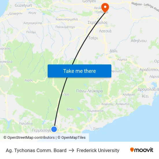 Ag. Tychonas Comm. Board to Frederick University map