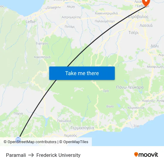 Paramali to Frederick University map