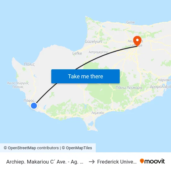 Archiep. Makariou C´ Ave. - Ag. Sergiou to Frederick University map