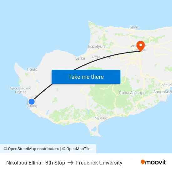 Nikolaou Ellina - 8th Stop to Frederick University map