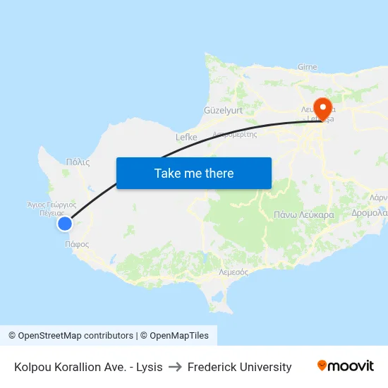 Korallion Gulf Avenue - Lysis to Frederick University map