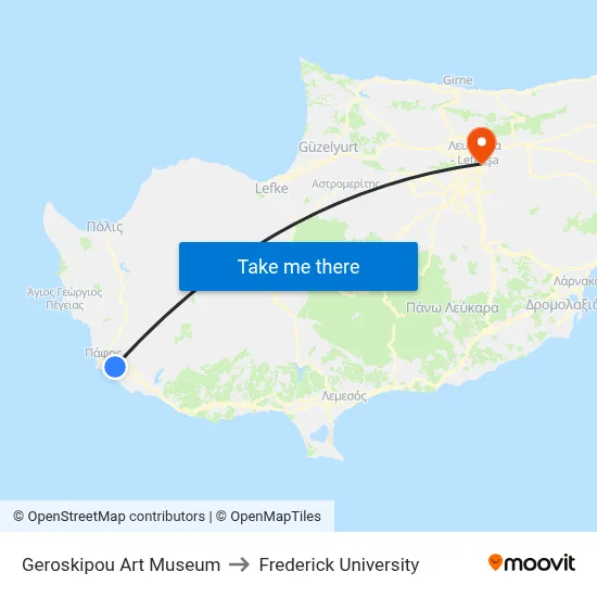 Geroskipou Art Museum to Frederick University map
