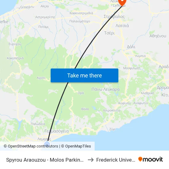 Spyros Araouzou - Molos Parking Place to Frederick University map