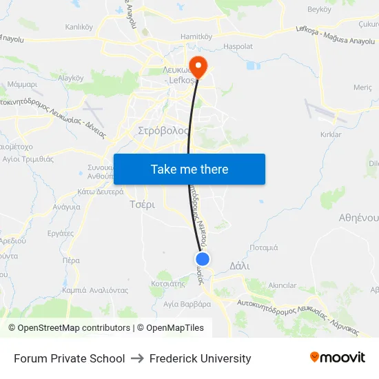 Forum Private School to Frederick University map
