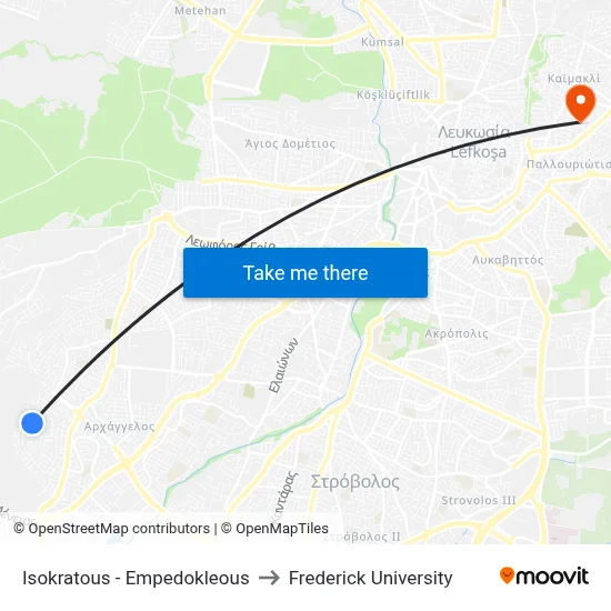 Isokratous - Empedokleous to Frederick University map