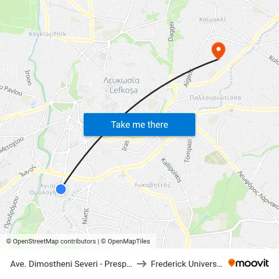Dimostheni Severi Avenue - Prespas to Frederick University map