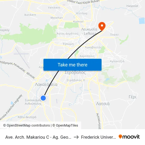 Ave. Arch. Makariou C - Ag. Georgiou to Frederick University map