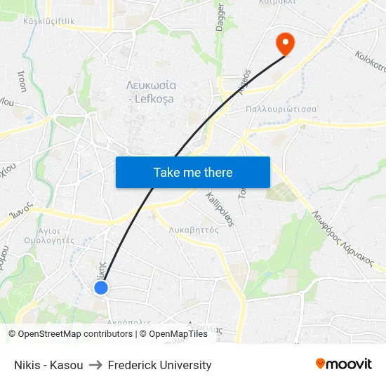 Nikis - Kasou to Frederick University map