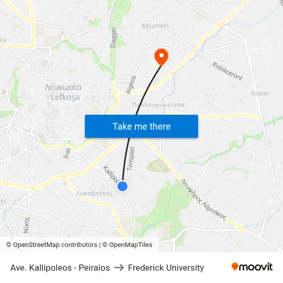 Kallipoleos Avenue - Peiraios to Frederick University map