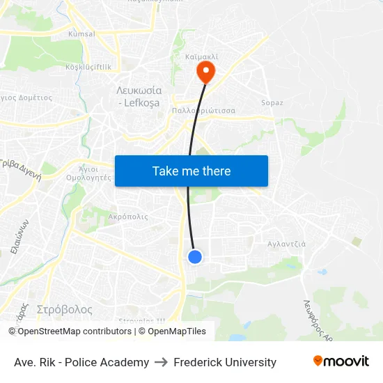 Ave. Rik - Police Academy to Frederick University map