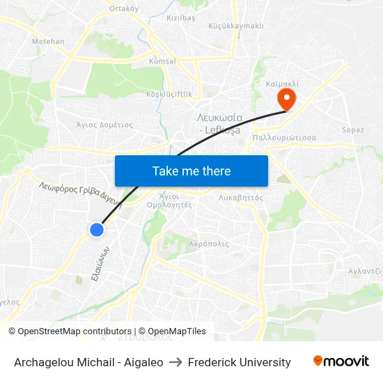 Archangelos Michail - Aigaleo to Frederick University map