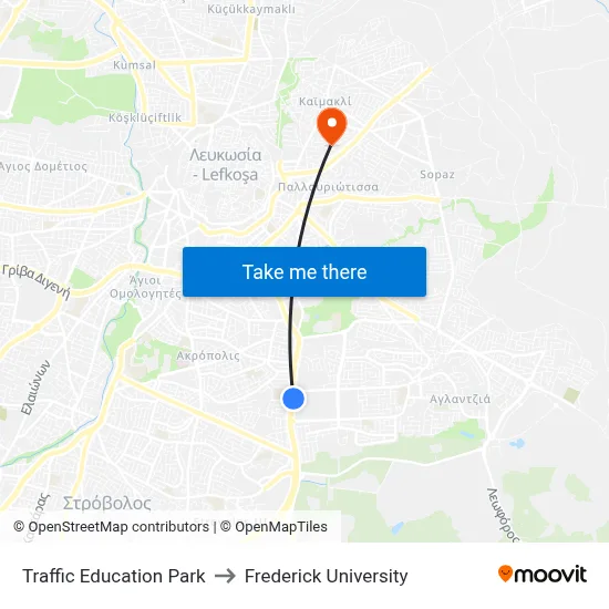 Traffic Education Park to Frederick University map