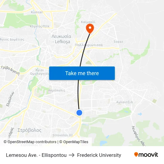 Limassol Ave. - Hellespont to Frederick University map