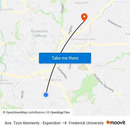 Ave. Tzon Kennenty - Esperidon to Frederick University map
