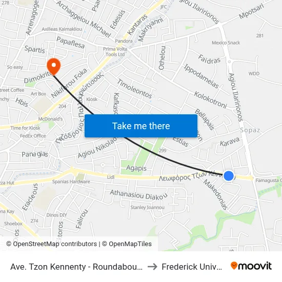 Ave. Tzon Kennenty - Roundabout Sopaz to Frederick University map